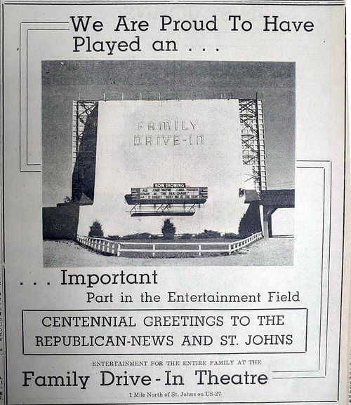 Family Drive-In Theatre - Old Ad